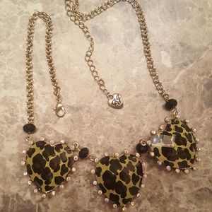 Betsey Johnson Heart Necklace Leopard